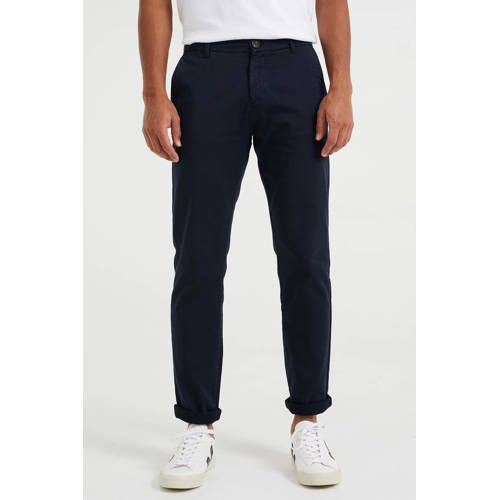WE Fashion slim fit hybrid jog stretch chino donkerblauw