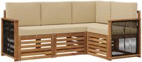 vidaXL Bank loungeset voor buiten, 4-delig, Acacia hout, Natuurlijk en beige