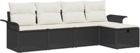 vidaXL Tuinbank Set 5-zits Zwart/Crème Polyrattan