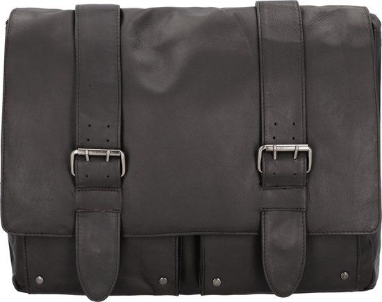 Pride and Soul Schoudertas TANK - Leer - Donkerbruin - 33 x 39 x 13 cm