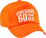 Bellatio Decorations Verjaardag cadeau petje - Awesome 60 year old - 60 jaar - oranje - volwassenen - baseball cap