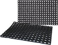 Tapis de porte/Tapis extérieur - 2x - 50 x 80 cm - Caoutchouc - Noir - Pois