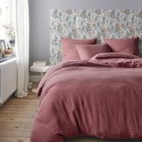 ITC Essix - Tendresse - Effen dekbedovertrek in gewassen katoenen crêpe 260 x 240 cm Canyon roze