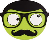 NeXtime Mr. Mustache - Klok - Stil Uurwerk - Rond - Hout - 37x31 cm - Groen/ Zwart