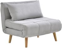 Vente-unique 90 cm slaapfauteuil in lichtgrijze stof CHILA