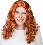 Tectake Pruik Angelina Rood Lang Golvend Polyester Vrouwen Kinderen en volwassenen Halloween en Horror Piraat