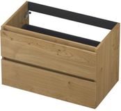 INK - Onderkast 2L Greeploos Houten Keerlijst Fineer - 800x450x520 Mm - Natur Fineer