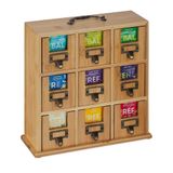 Relaxdays thee organizer, 9 vaks, bamboe, 29 x 30 x 11,5 cm