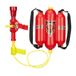 Relaxdays Brandweerwaterpistool, 2,5 l watertank, 5 m bereik, 2 sproeifuncties, kinderrugzak, rood/geel