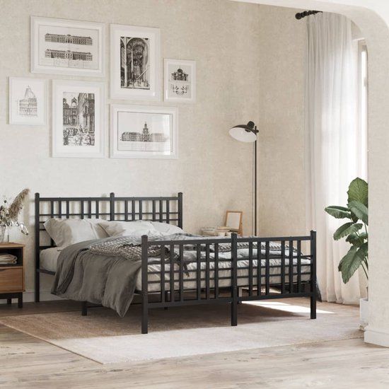 vidaXL Bedframe Metaal Zwart 137x190 cm