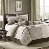 Madison Park Dallas Corduroy All Season Bed Skirt, Decorative Pillows, Polyester, Taupe Brown, King (104 x 92 inch)