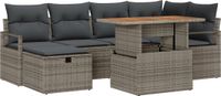 vidaXL Tuinbank Set 7-delig Grijs Polyrattan