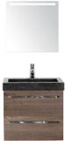 BES LED Seville Badmeubelset 60 cm - Tabacco - Wastafel Hardsteen Wit Lucca met Sence Spiegel