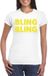 Bellatio Decorations T-shirt voor dames - bling - wit - geel glitter - S