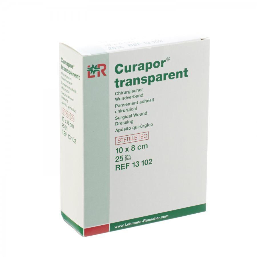 Curapor transparant pleister 8cm x 10cm 25 stuks