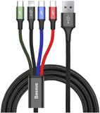 Baseus - USB kabel 4in1 Lightning / 2x USB Type C / micro USB in nylon vlecht 3,5A 1,2m zwart