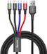 Baseus - USB kabel 4in1 Lightning / 2x USB Type C / micro USB in nylon vlecht 3,5A 1,2m zwart
