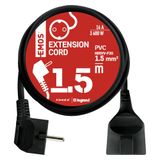 EMOS 1,5 m verlengkabel, 1 stopcontact, 250 V, pvc, binnen, zwart
