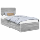 vidaXL Bedframe met lade Grijs Sonoma 75 x 190 cm Bewerkt hout