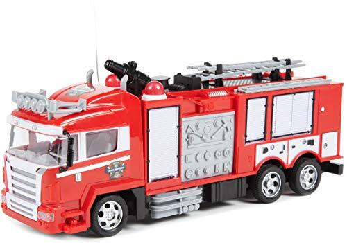 World Tech Toys Fire Truck Remote Control Truck w/ Light Up Lights & Shoots Water