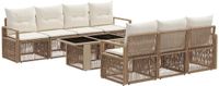 vidaXL Tuinbank Set 8-delig Beige en Crème Wit Polyrattan