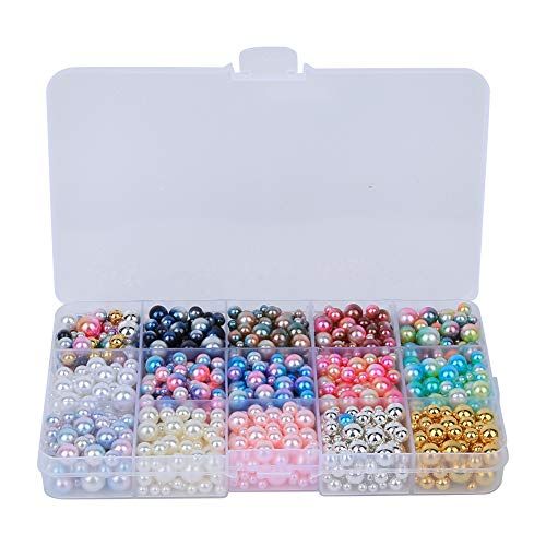 Oumefar 1140 stks/doos ABS Imitatie Parels Ronde Niet-Gaten Gekleurde Kunstmatige Kralen voor Sieraden DIY Ambachten Vaas Vulstoffen Decoratie