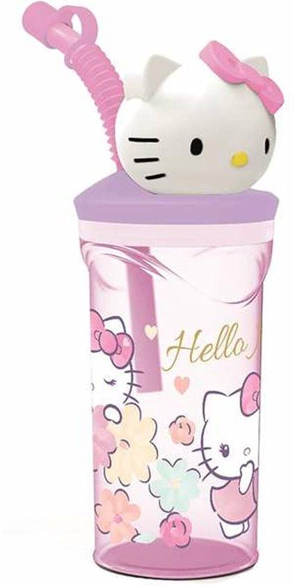 STOR Beker met Rietje Hello Kitty 360 ml Roze