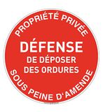 AUA SIGNALETIQUE - Bord met eigendom, privé voor de afweer van afval onder Peiner Amend – Ø 270 mm, aluminium Dibond 3 mm
