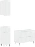 vidaXL - 3-delig - badkamerkast - set - ZWOLLE - Hoogglans - Wit - Bewerkt - hout