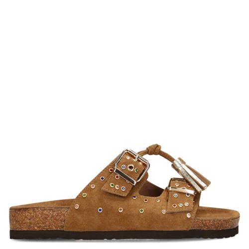 Poelman suède slippers cognac