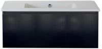 BES LED Frozen 3D Badmeubelset 100 cm - Greeplijst in Kleur - Zwart Mat - Keramische Wastafel Wit Zonder Kraangat