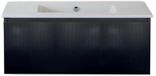 BES LED Frozen 3D Badmeubelset 100 cm - Greeplijst in Kleur - Zwart Mat - Keramische Wastafel Wit Zonder Kraangat
