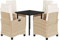 vidaXL 5-delige tuinset met kussens, beige, polyrotan