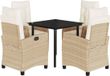 vidaXL 5-delige tuinset met kussens, beige, polyrotan