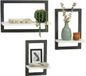 Relaxdays Wandplank zwevend - 3-delige set - 3 groottes - wit-zwart