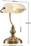 Lindby - bureaulamp - 1licht - staal, glas - H: 38.5 cm - E27 - brons, opaalwit
