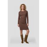 Anytime Bruin Jersey Midi Jurk met Gedrapeerd Detail