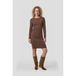 Anytime Bruin Jersey Midi Jurk met Gedrapeerd Detail