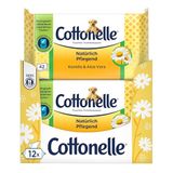 Cottonelle Vochtig toiletpapier, natuurlijk verzorgend, kamille & aloë vera, biologisch afbreekbaar, plasticvrij, hersluitbaar, voordeelverpakking, 12 x 42 vochtige doekjes
