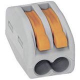 WAGO 222 Connecteur de dérivation Flexible : 0.08-4 mm² Rigide : 0.08-2.5 mm² Nombre de pôles : 2 1 pièce(s) Gris, Orange