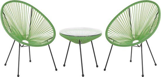 Beliani ACAPULCO II - Bistroset voor 2 - Groen - PE rotan