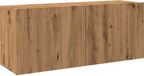 Meuble TV artisanal couleur chêne, mural, 100x30x41 cm
