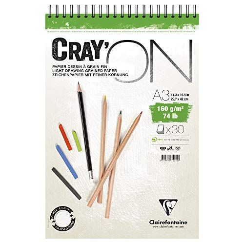 Clairefontaine Cray'On tekenblok - A3 - 30 vellen - 160 g - extra wit