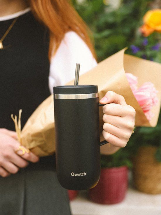 Qwetch Cold Cup Geïsoleerd met Handvat - Matt Zwart