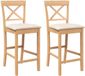 vidaXL Tabourets de bar avec coussins 2 pièces bois massif naturel caoutchouc