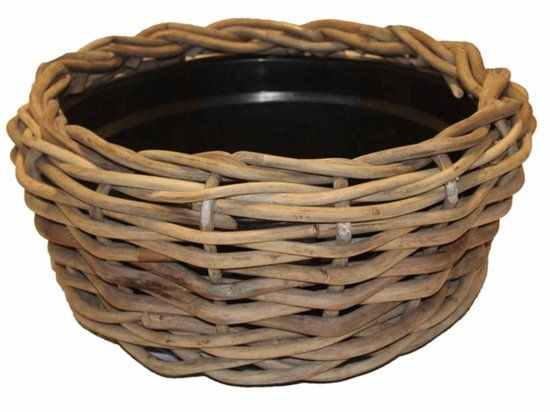 Het Mandenhuys Bloempot Rotan - Rond - Grijs - Ø56
