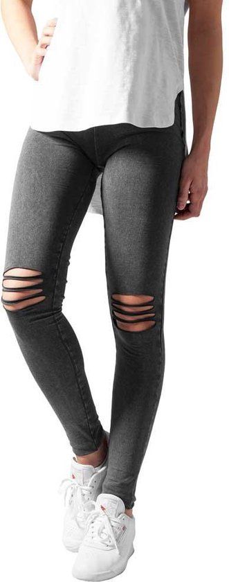 Urban Classics Slashed Knee Dames Legging - gemêleerd grijs - L