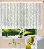 Gordijn Store Jacquard Mainz HxB 145x450 cm plooiband universele band wit bloemenpatroon transparant gordijn woonkamer, 13144