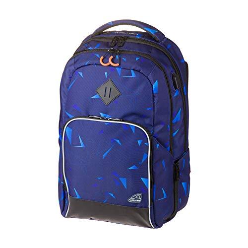 Walker Rugzak Pure College Laser Blue, met 3 vakken, laptopvak, zijvakken, gewatteerde rug, verstelbare schouderbanden, ca. 30 x 48 x 22 cm, 31 liter