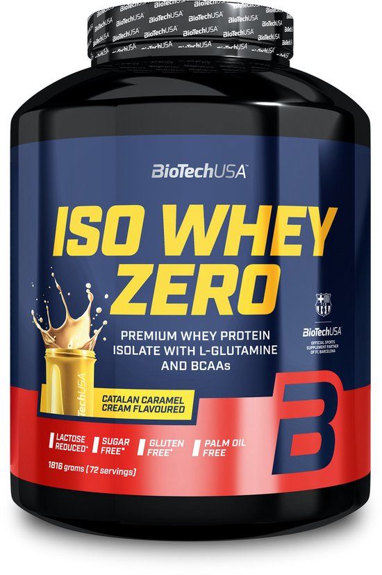 BioTechUSA Iso Whey Zero | Premium wei-eiwitisolaat | Grasgevoerd | Enzymvrij | Suiker- en glutenvrij, 1816 g, Catalaanse Karamelcrème